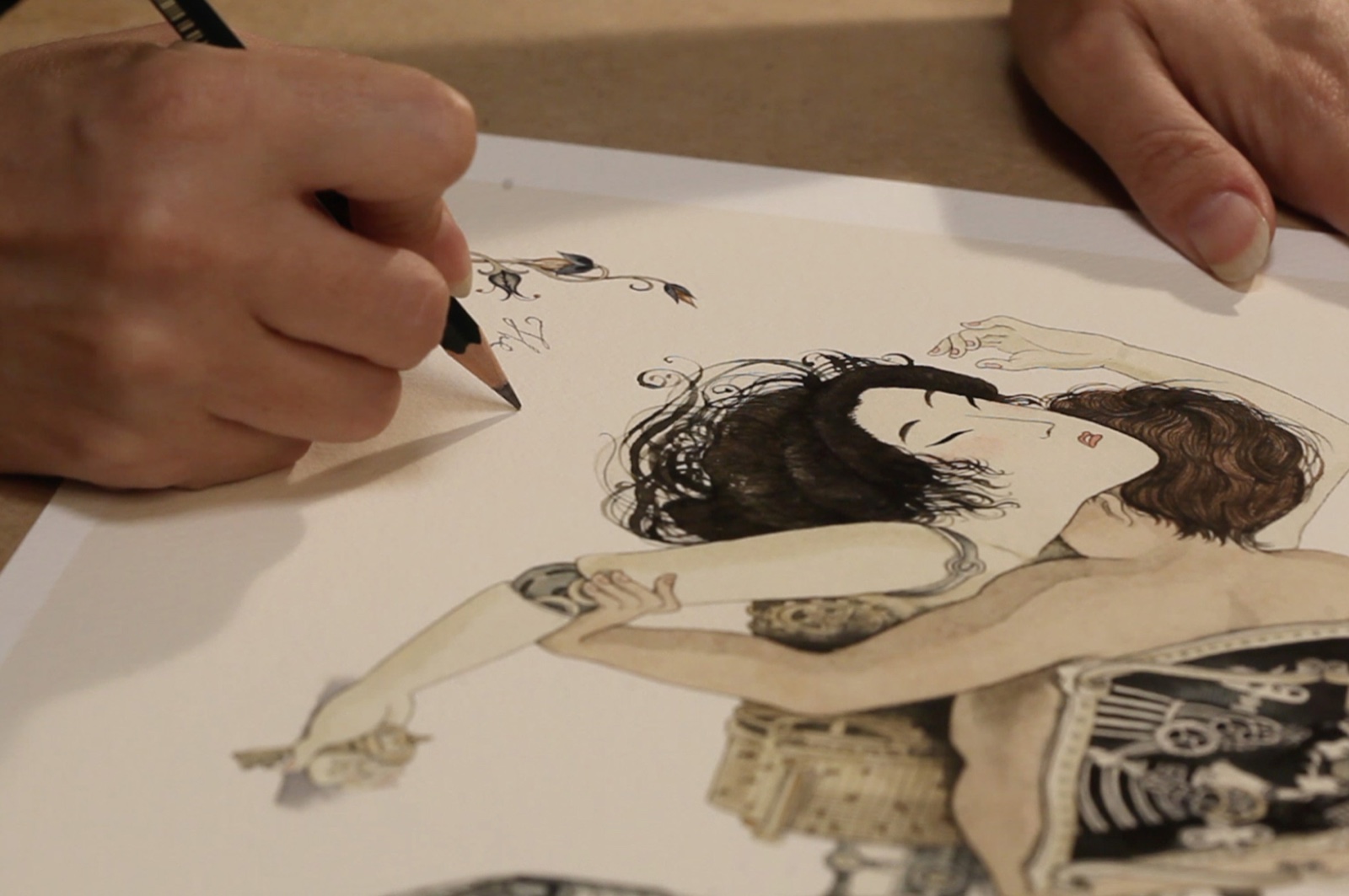 Sveta Dorosheva drawing an illustration for LOVE